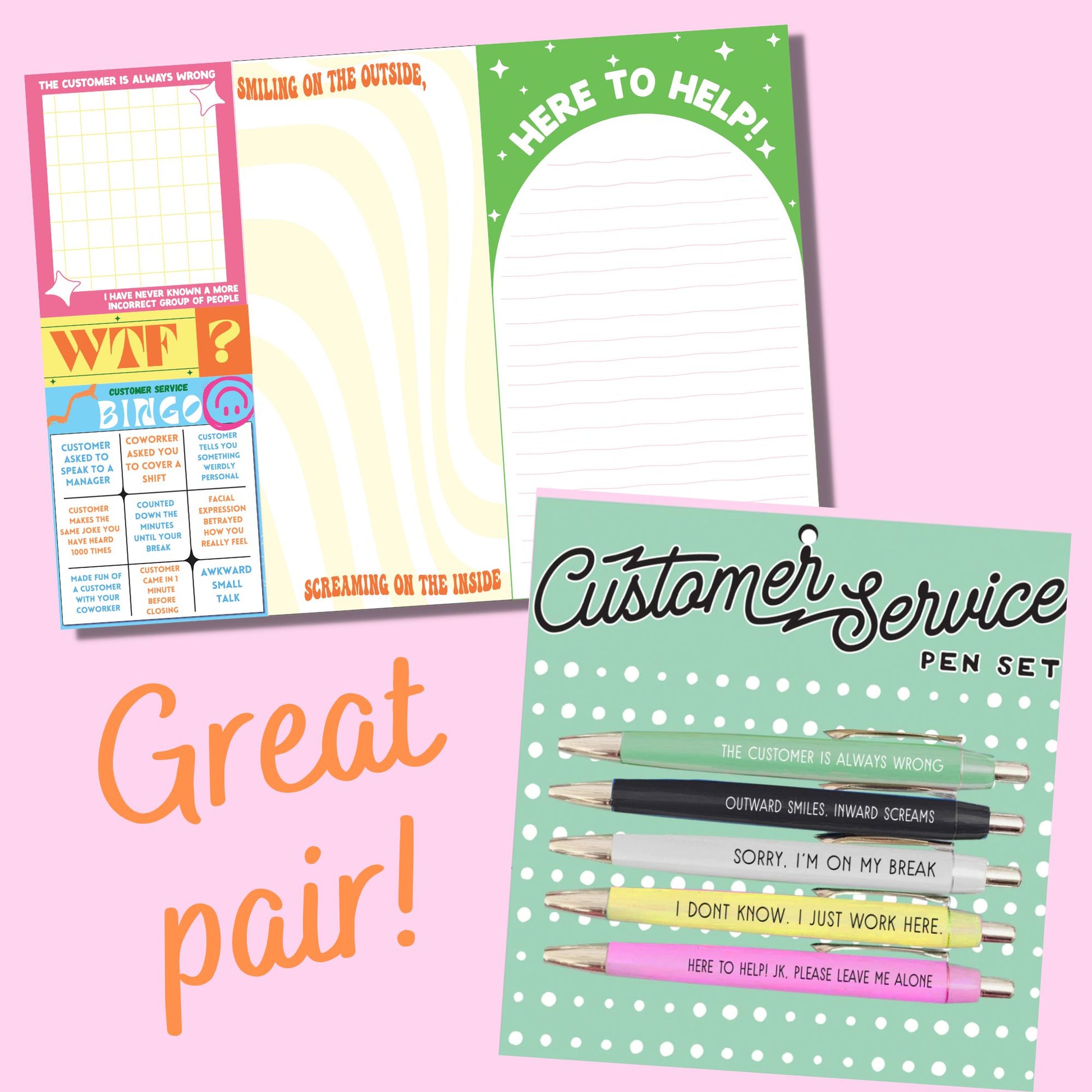 Fun Club Customer Service Notepad Set | Funny Giftable Sticky Note Pad Set