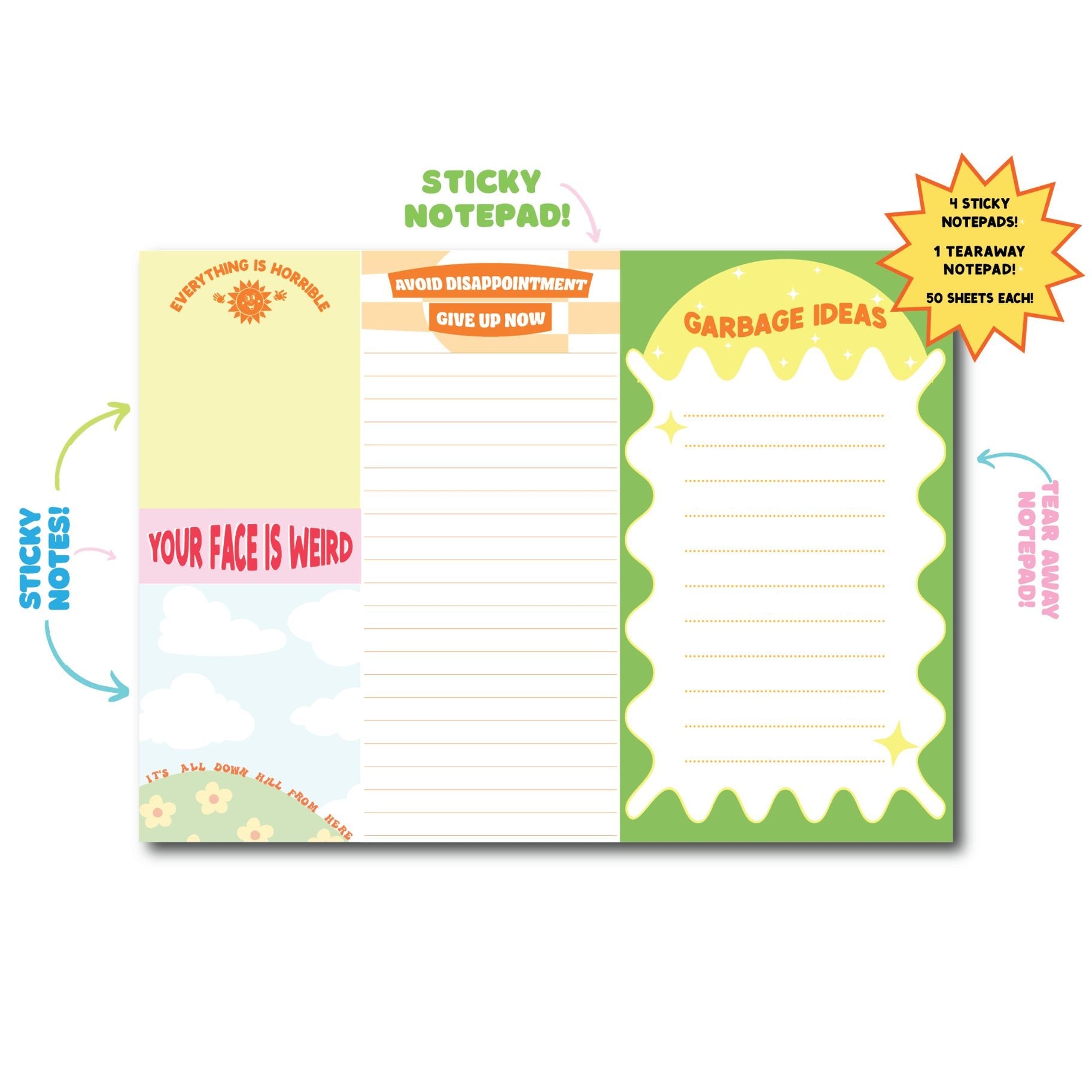 Fun Club Demotivational Notepad Set | 5 Notepads in One Giftable Set