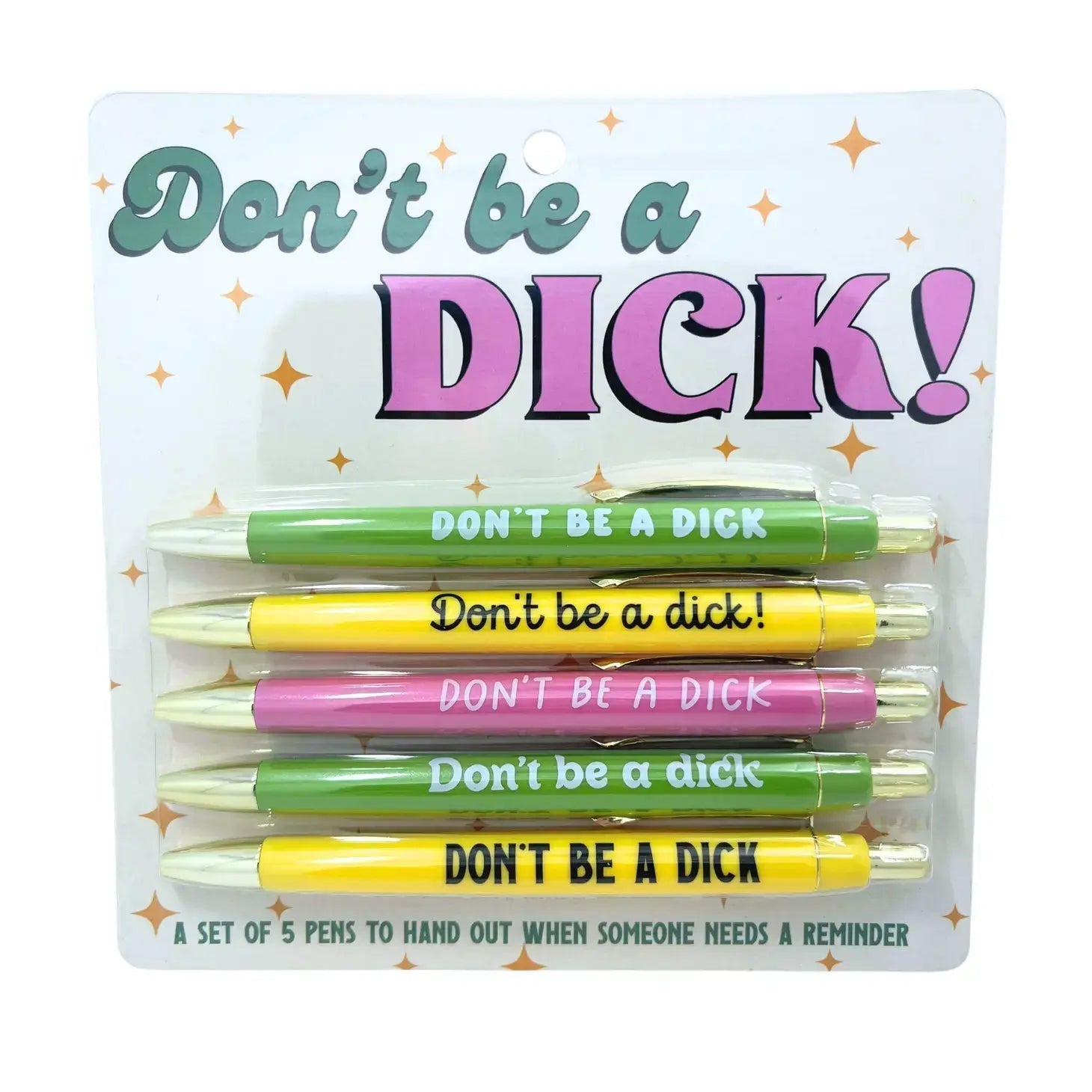 Fun Club Don't Be A Dick Pen Set | Giftable Set of 5 Black Ink Ballpoint Pen