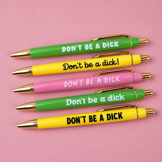 Fun Club Don't Be A Dick Pen Set | Giftable Set of 5 Black Ink Ballpoint Pen