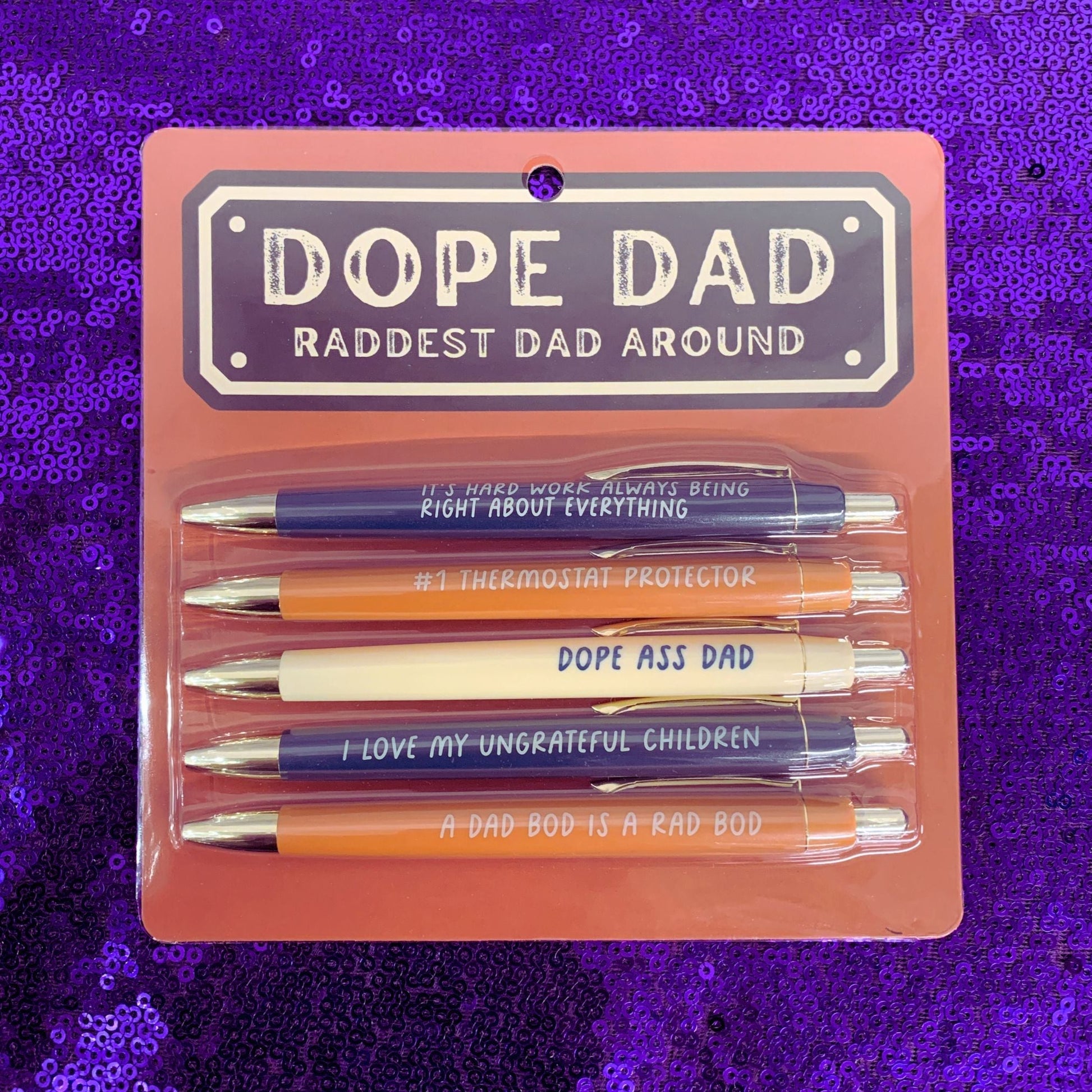 Fun Club Dope Dad Pen Set | Funny Gift for Father's Day | Giftable Set of 5 Black Ink Ballpoint Pens