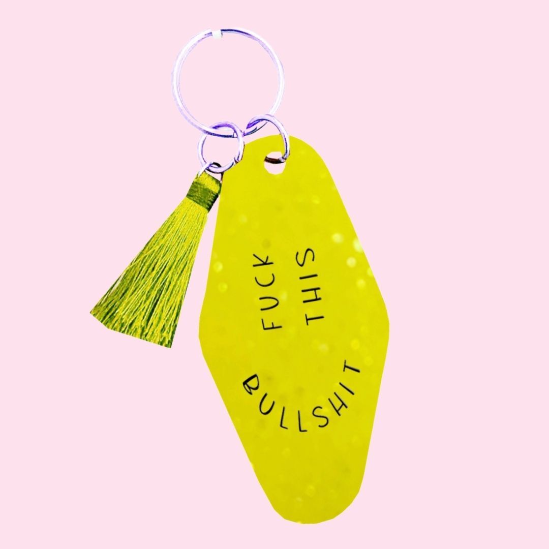 Fun Club Fuck This Bullshit Yellow Glitter Motel Style Keychain