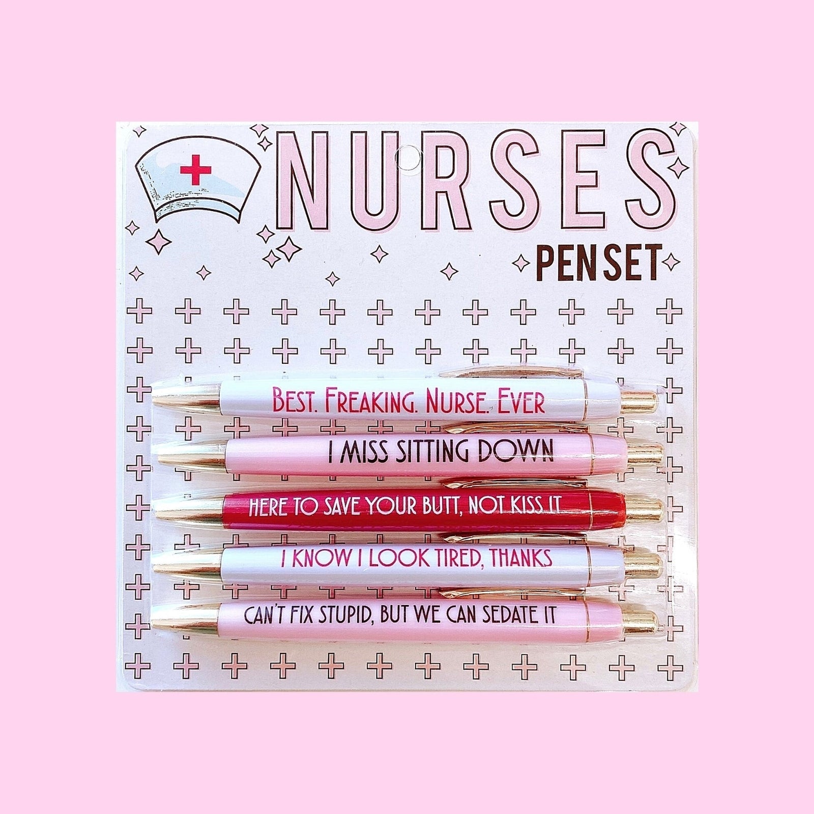 Fun Club Nurses Multicolor Pen Set | 5 Funny Pens Packaged for Gifting | Best. Freaking. Nurse. Ever. , I Miss Sitting Down