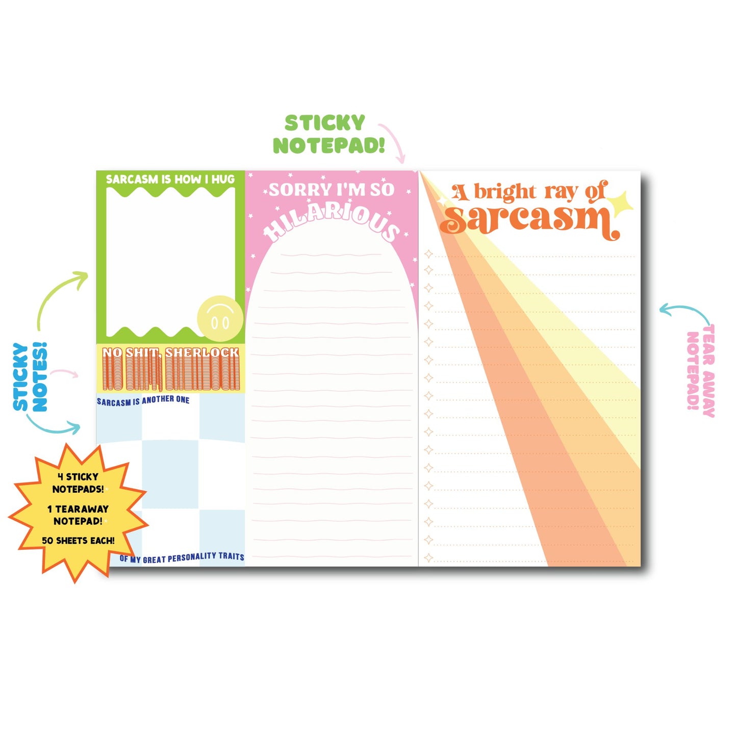 Sarcasm Notepad Set | 5 Notepads in One Giftable Set