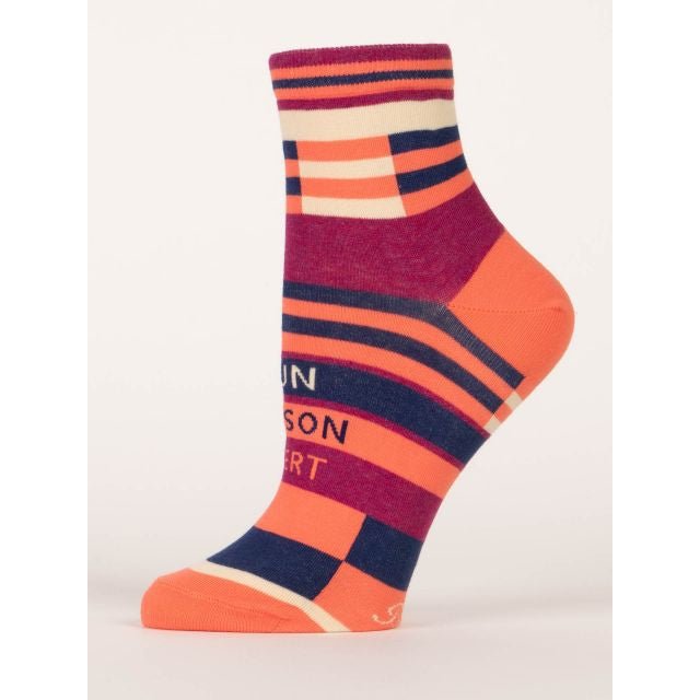 Fun Person Alert Women's Ankle Socks in Orange Stripe | BlueQ at GetBullish