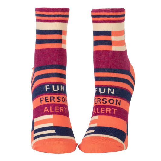 Fun Person Alert Women's Ankle Socks in Orange Stripe