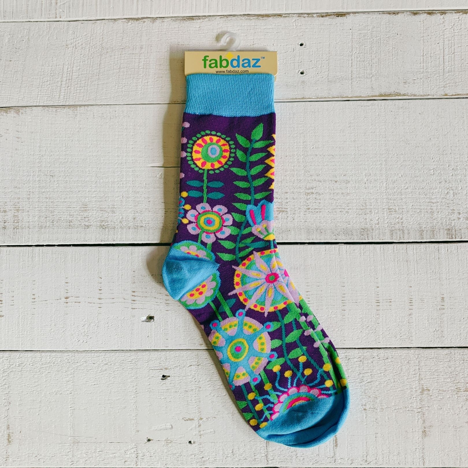 Funky Floral Women's Crew Socks | Multicolor Flower Designs Novelty Socks