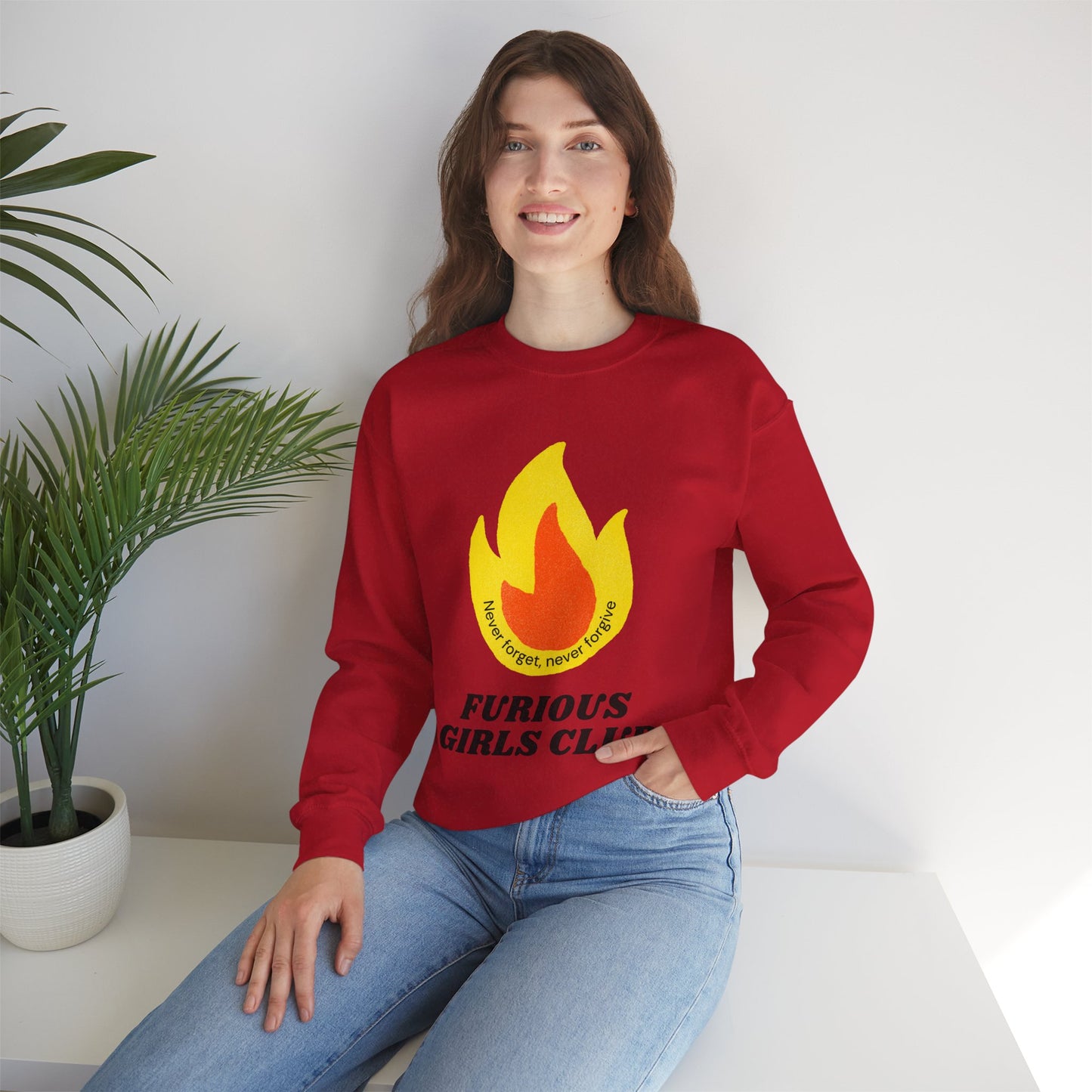 Furious Girls Club Unisex Heavy Blend™ Crewneck Sweatshirt | Feminist Statement Pullover [Sizes S-5X]