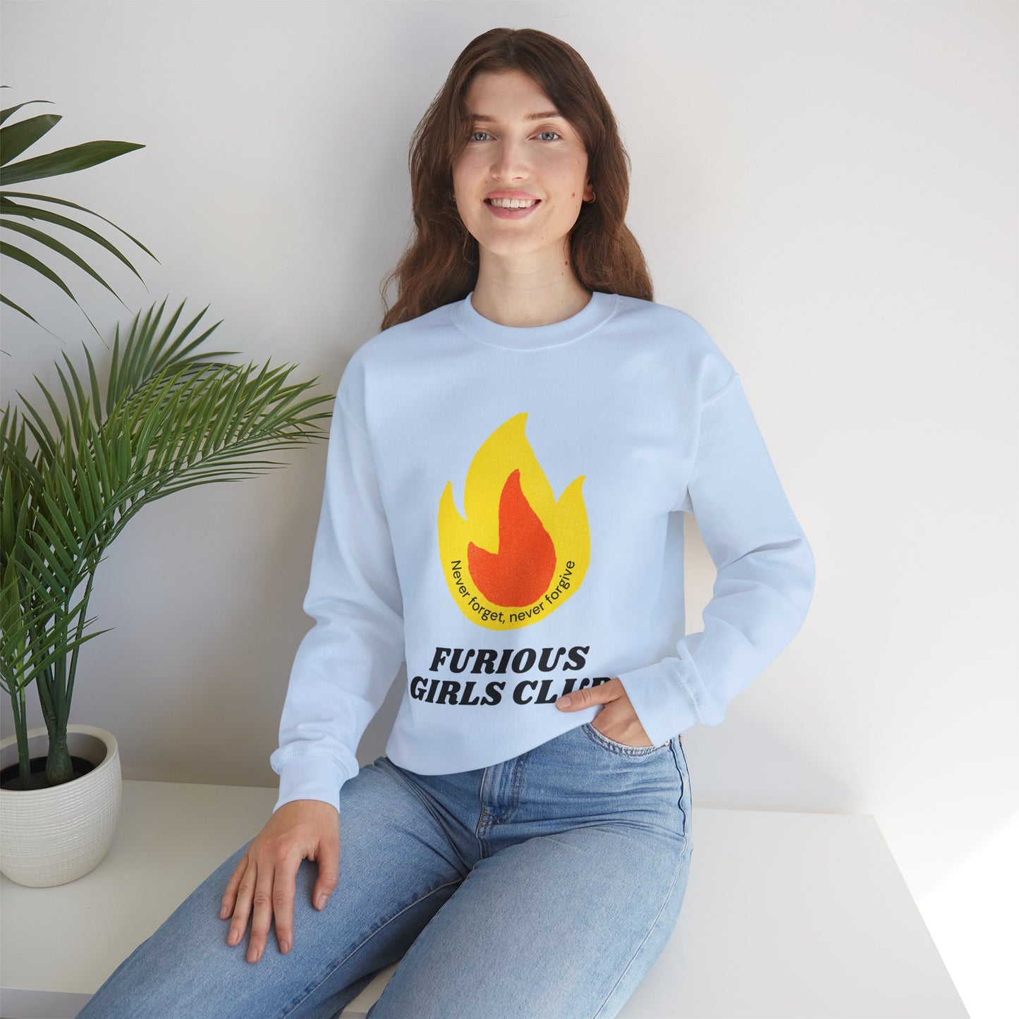 Furious Girls Club Unisex Heavy Blend™ Crewneck Sweatshirt | Feminist Statement Pullover [Sizes S-5X]