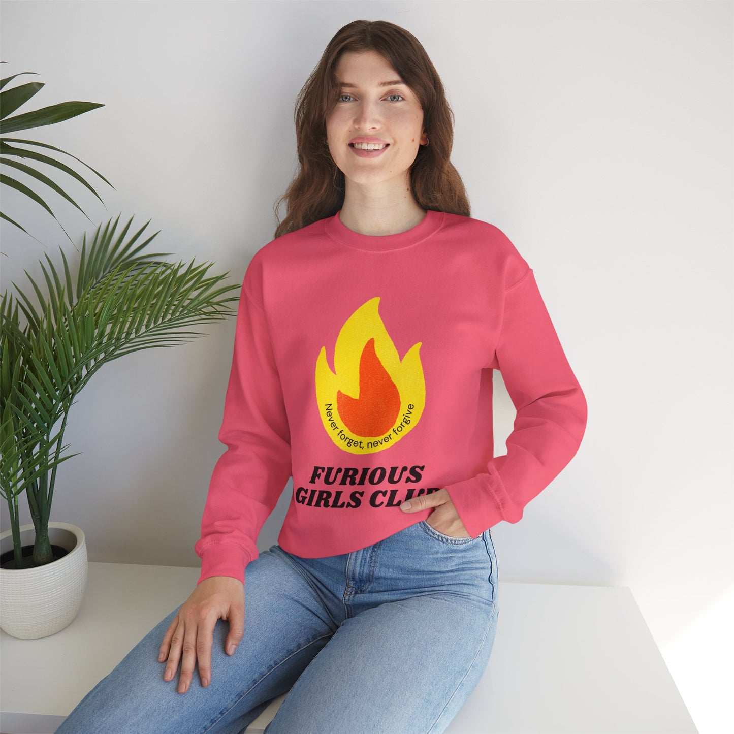 Furious Girls Club Unisex Heavy Blend™ Crewneck Sweatshirt | Feminist Statement Pullover [Sizes S-5X]