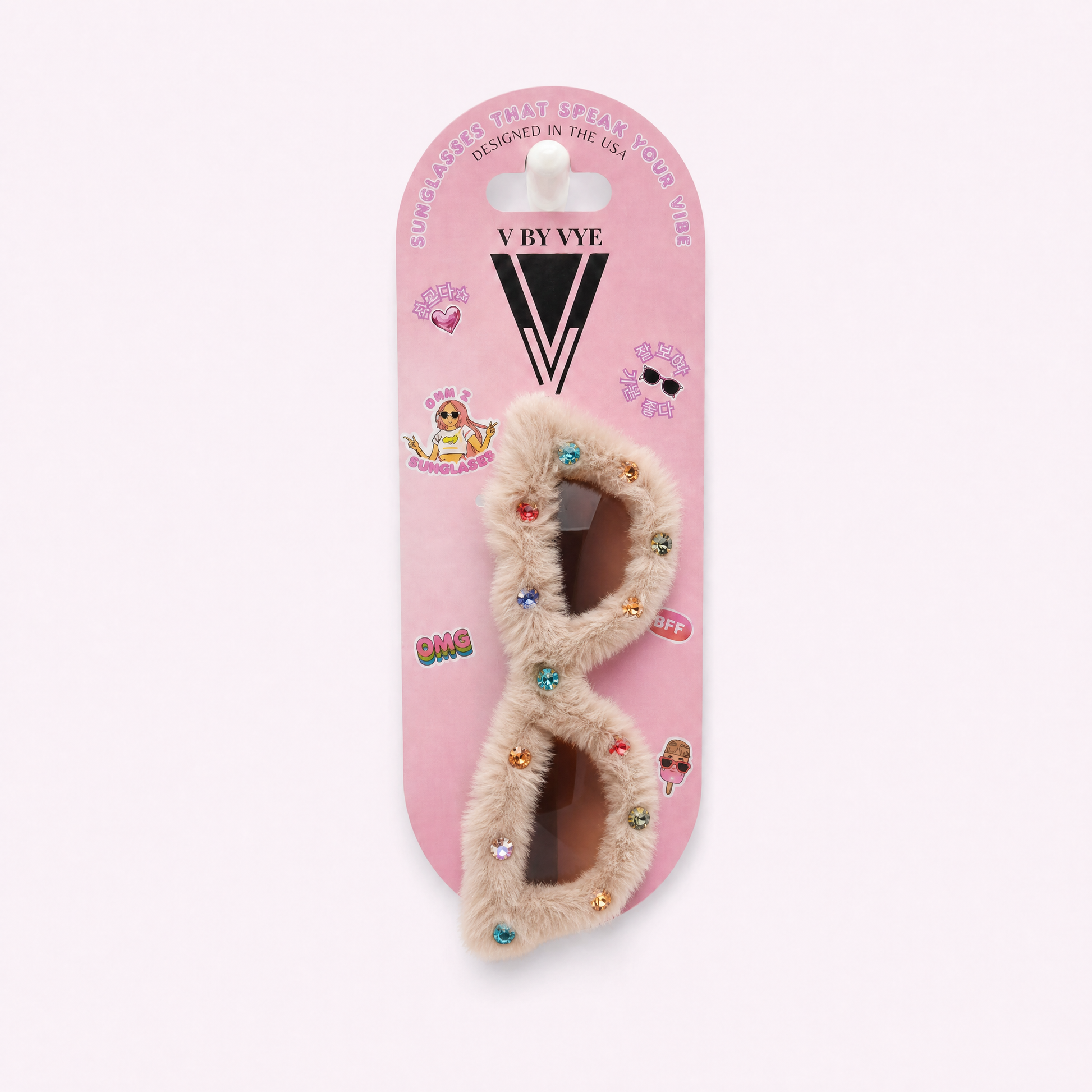 Furry Gem Cat-Eye Sunglasses | Faux Fur Rhinestone Frames-V by Vye Eyewear-The Bullish Store