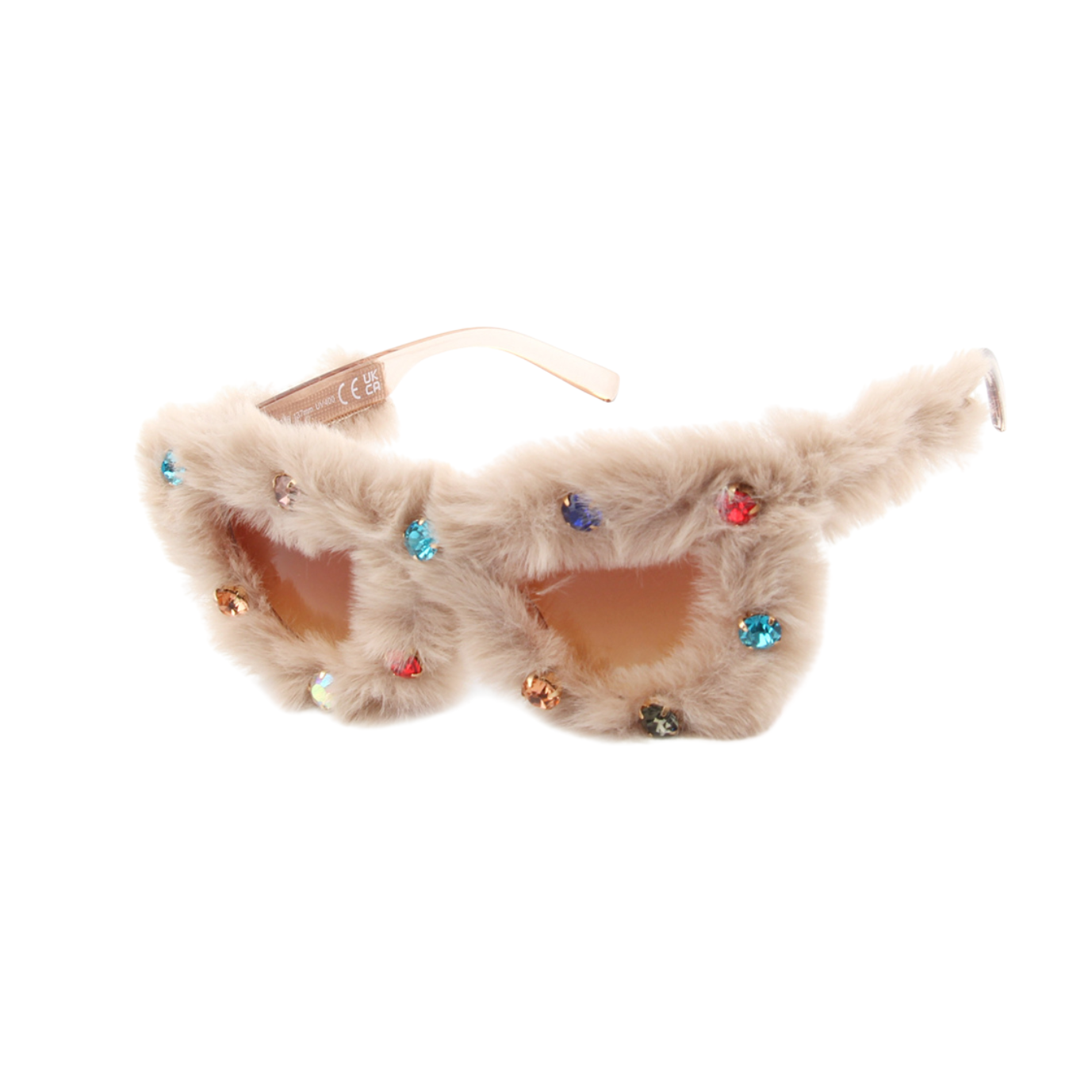 Furry Gem Cat-Eye Sunglasses | Faux Fur Rhinestone Frames