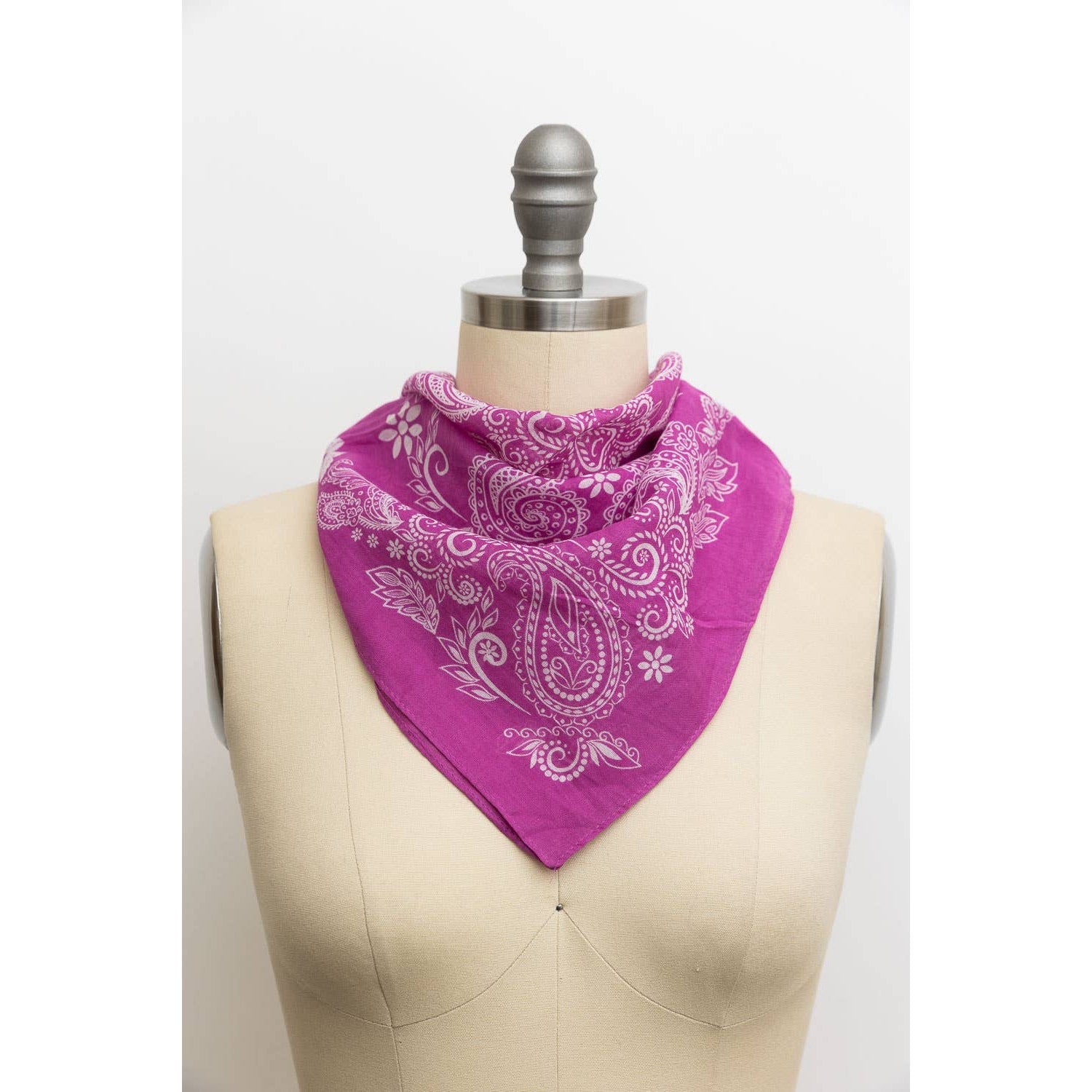 Fuschia Paisley Floral Patterned Bandana | Unisex Boho Neck Scarf