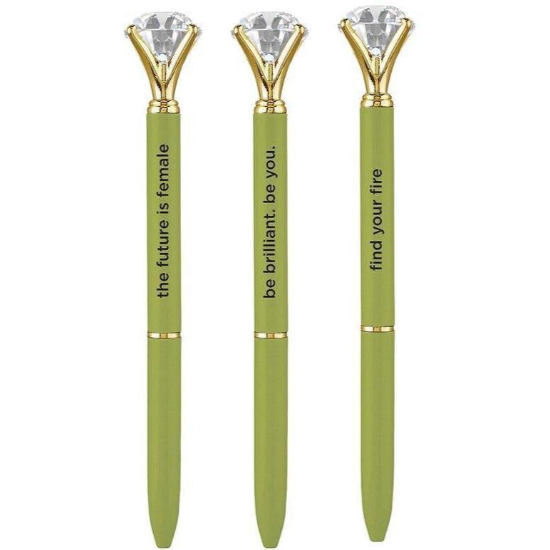 Future Is Female Chartreuse Green Gem Pen | Giftable Single Pen | Novelty Office Desk Supplies