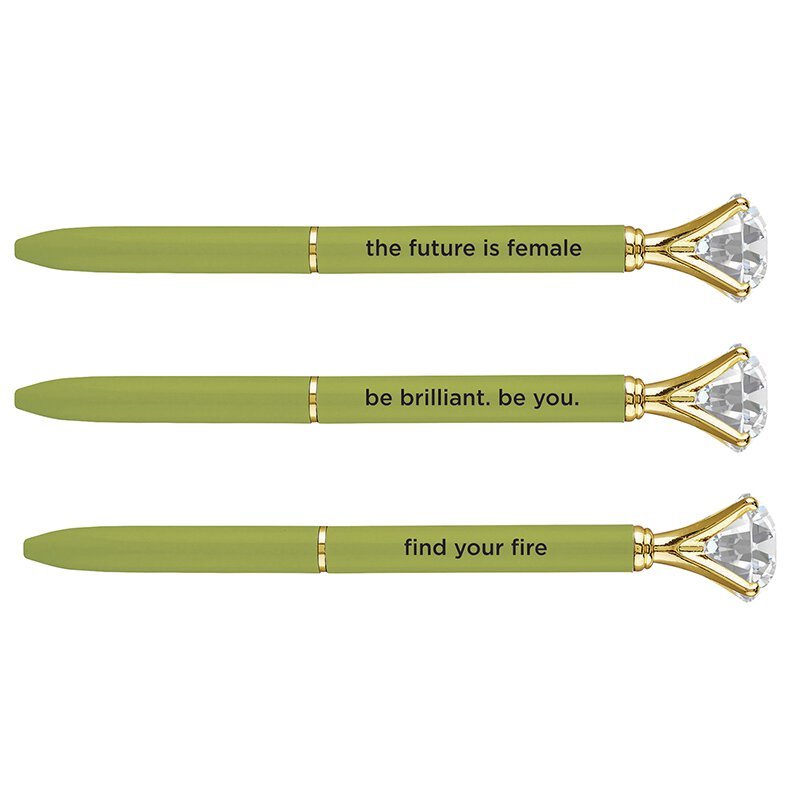 Future Is Female Chartreuse Green Gem Pen | Giftable Single Pen | Novelty Office Desk Supplies