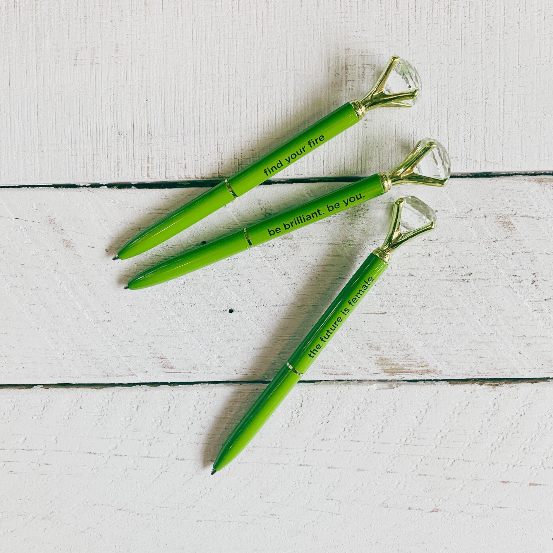 Future Is Female Chartreuse Green Gem Pen | Giftable Single Pen | Novelty Office Desk Supplies