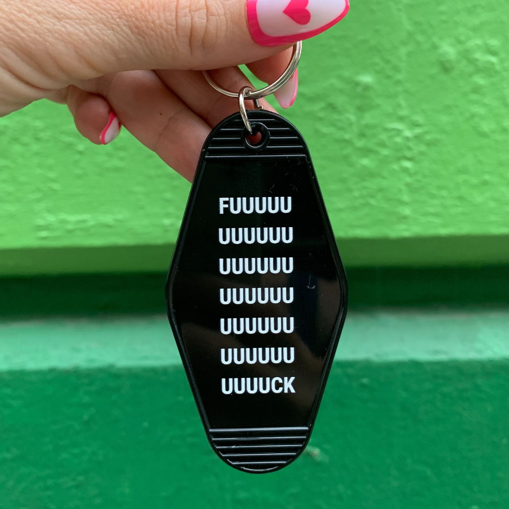 Fuuuuuuuuuuuck Motel Style Keychain in Black