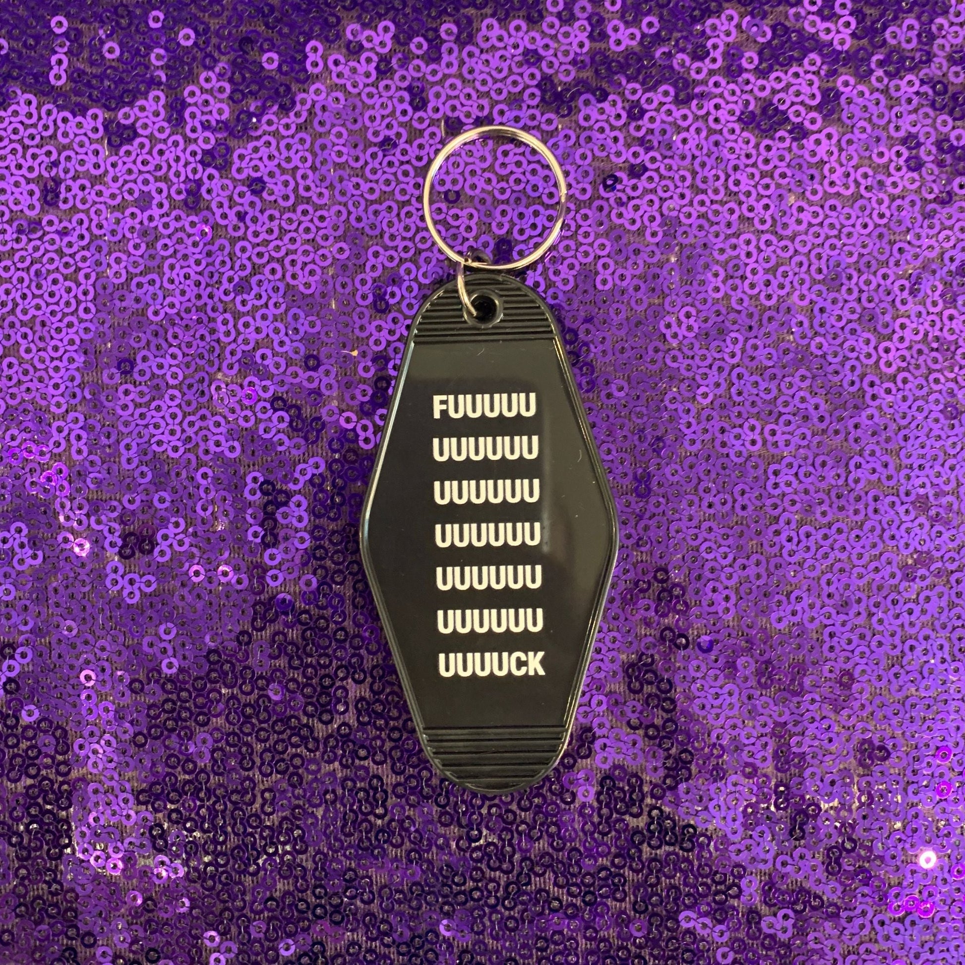 Fuuuuuuuuuuuck Motel Style Keychain in Black