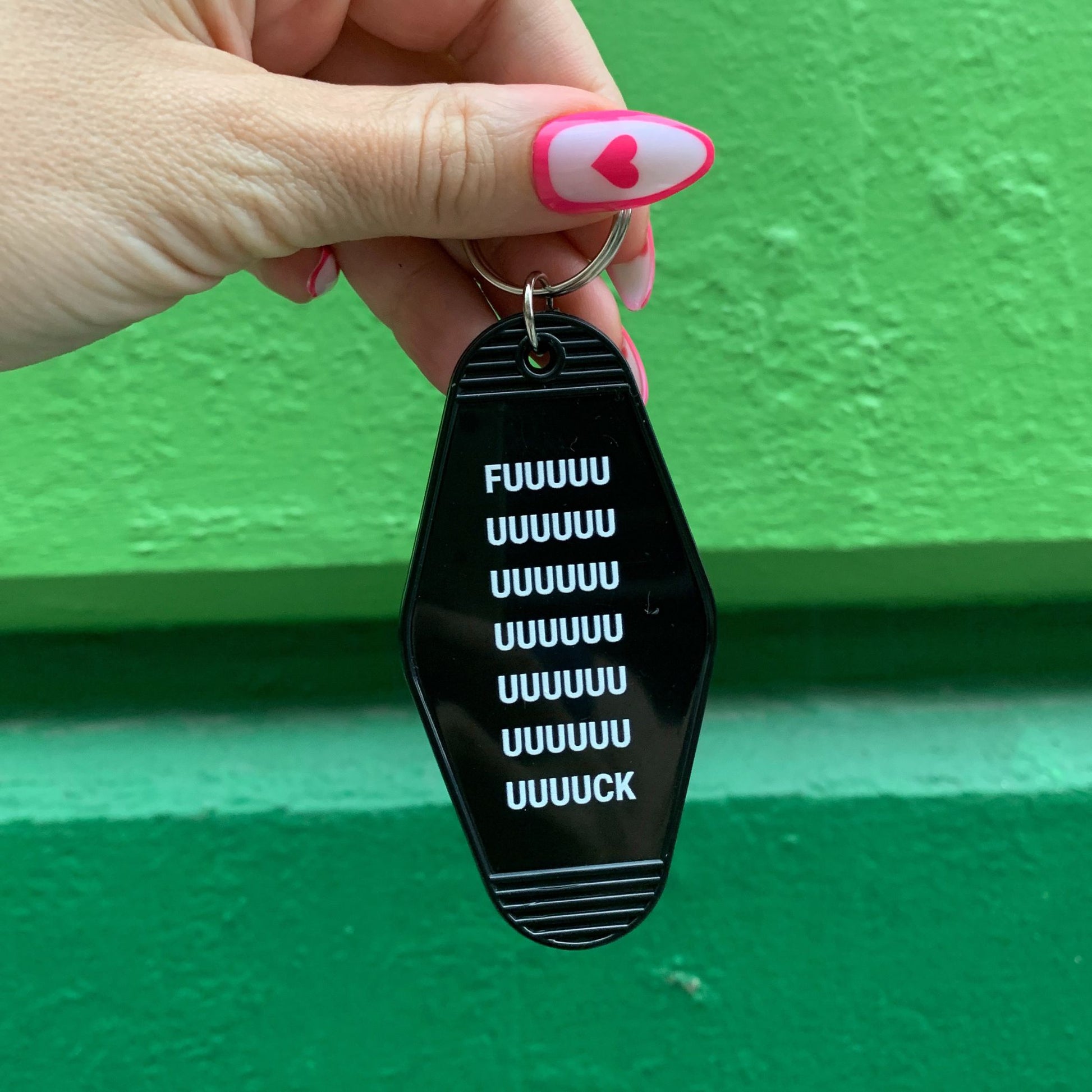 Fuuuuuuuuuuuck Motel Style Keychain in Black