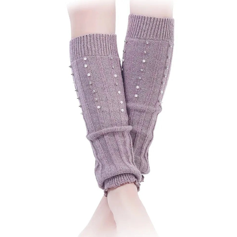 Fuzzy Lilac and Pearls Short Leg Warmers