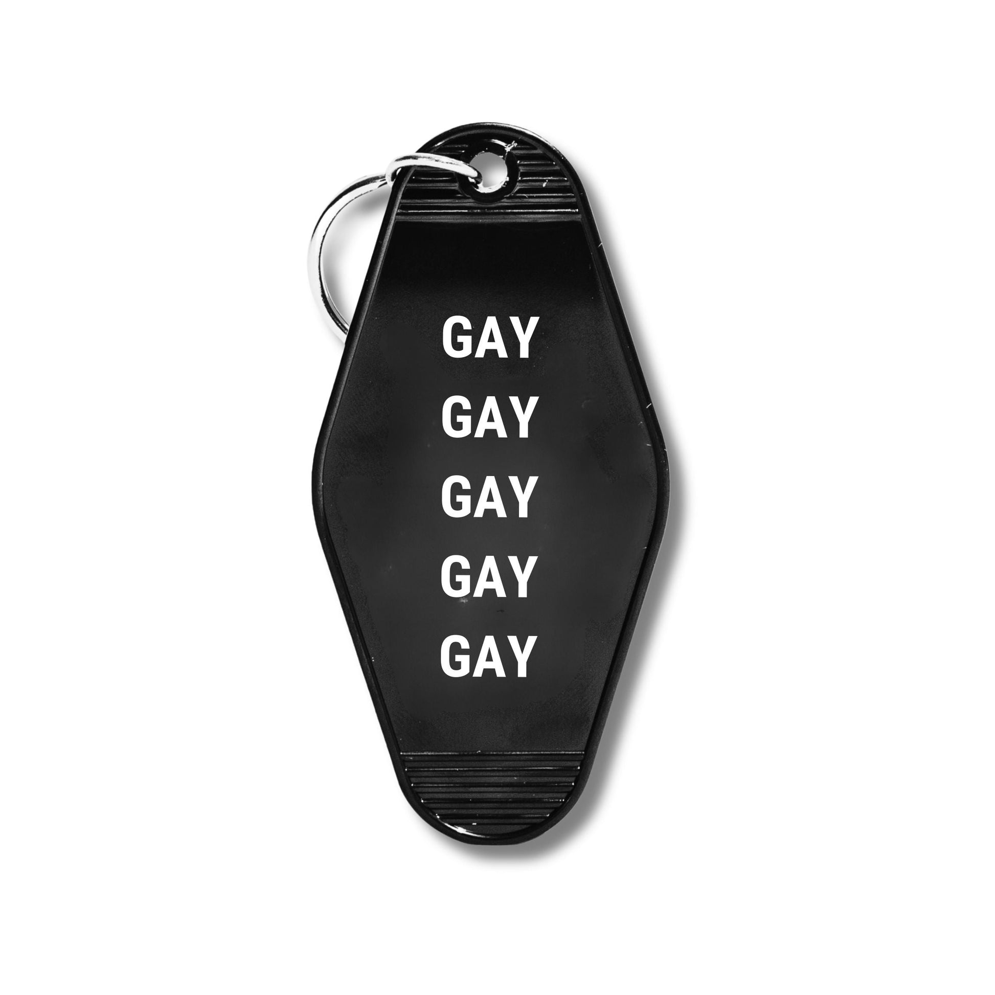 GAY GAY GAY GAY GAY Motel Style Keychain in Black