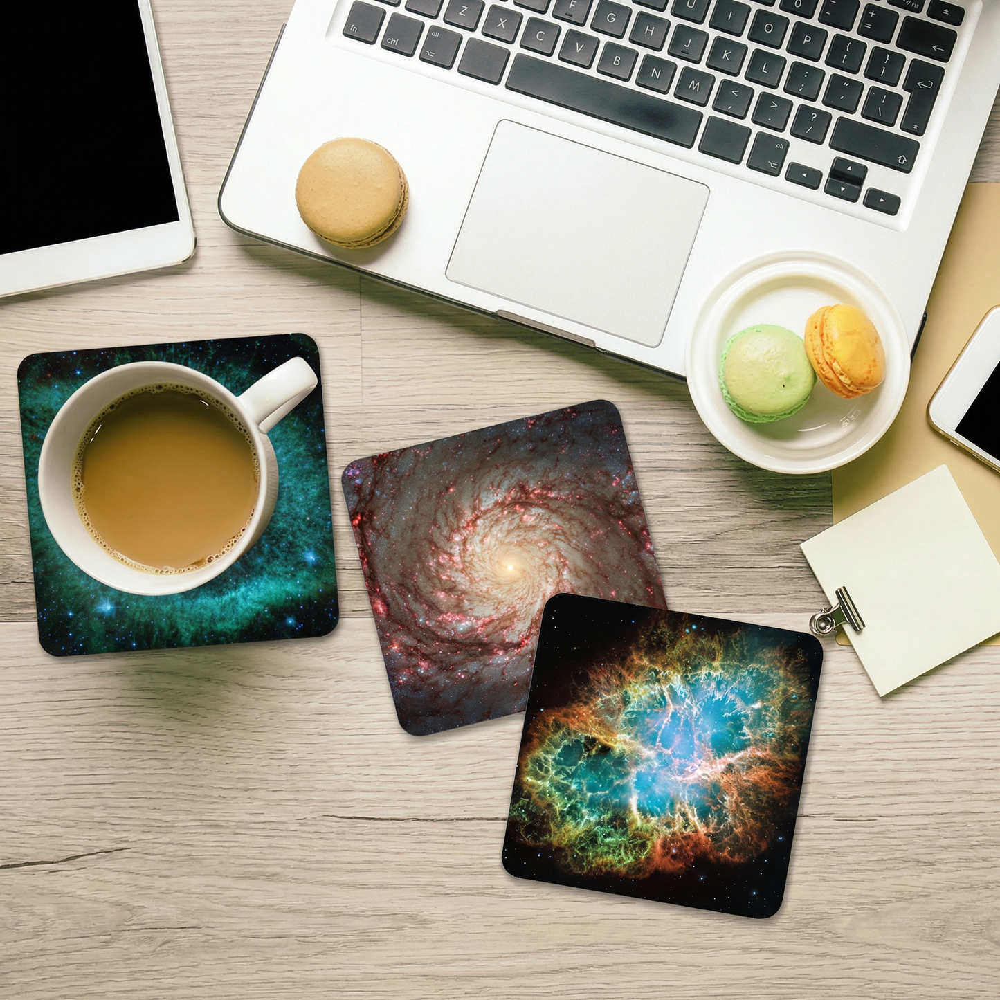 Galaxy Coaster Set | Set of 8 Outer Space-Inspired Drink Coasters with NASA Images
