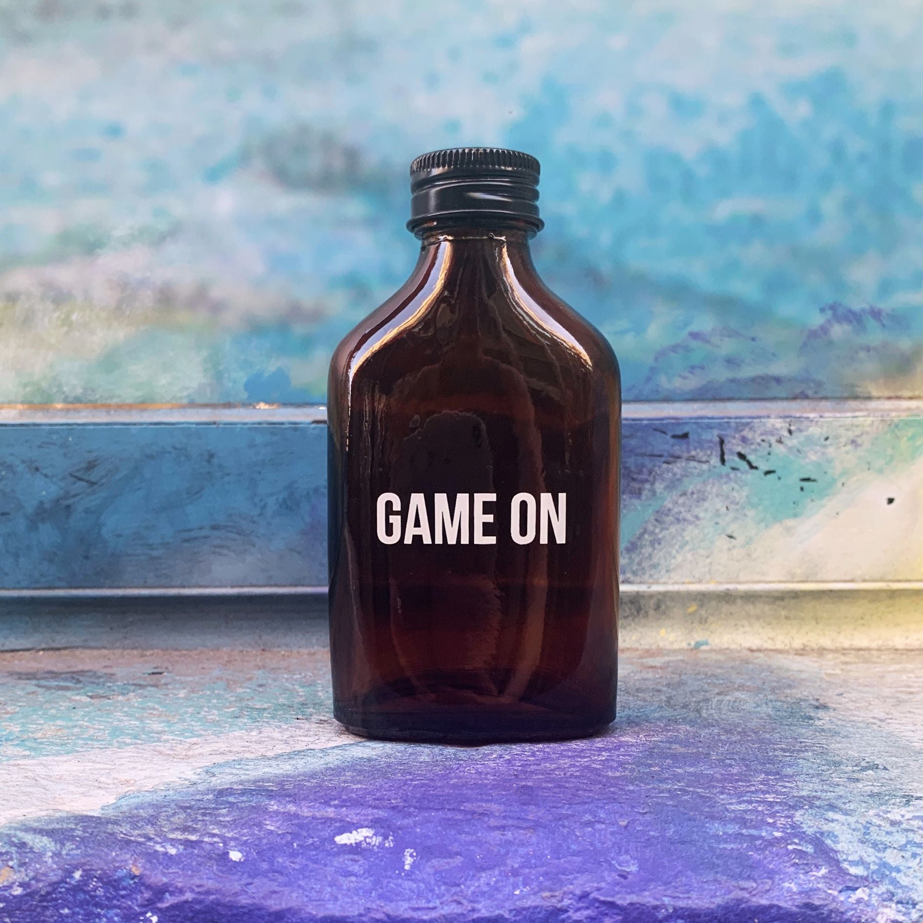 Game On Amber Mini Flask | Glass | Fathers Day, Dad Gift, Sports Themed Bottle