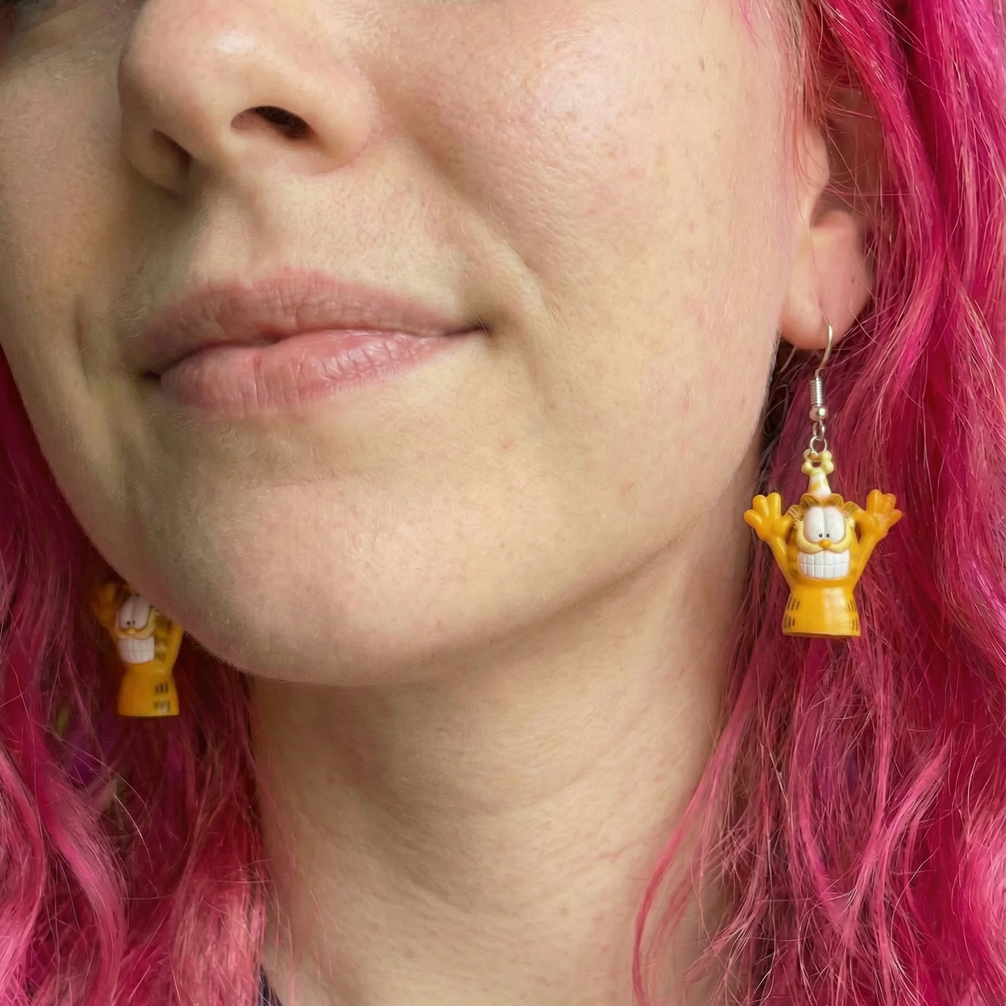 Garfield Birthday Cupcake Pick Earrings | 90s Vintage Upcycled Charm Earrings