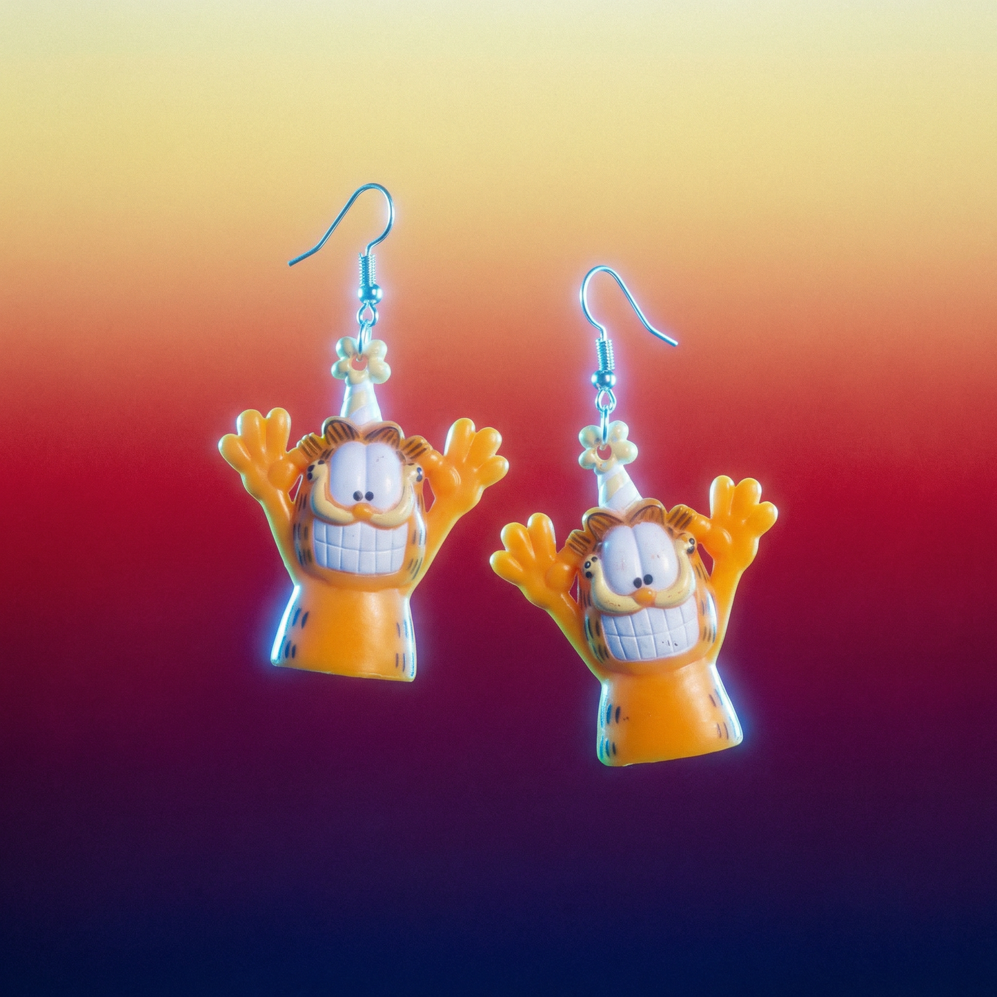 Garfield Birthday Cupcake Pick Earrings | 90s Vintage Upcycled Charm Earrings