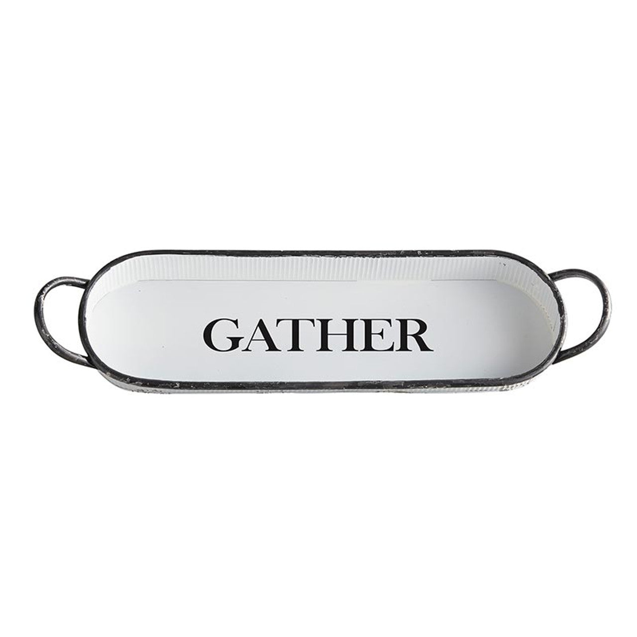 Gather Oval Tray | Decorative Metal Rustic Serving Tray | 20" x 6.5"