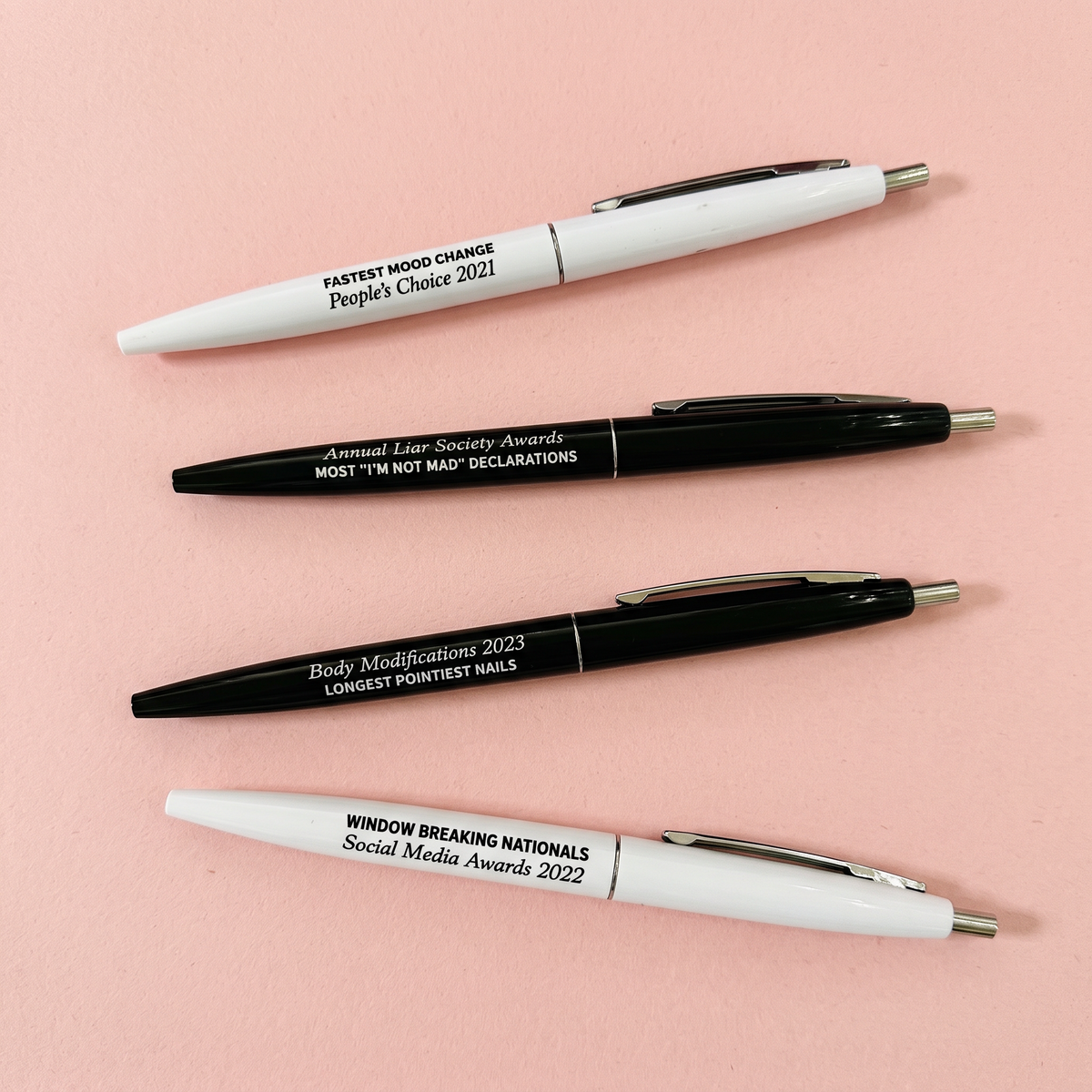 Crazy Bitches Awards Pen Set | 4 Vintage-Style Black Ink Pens
