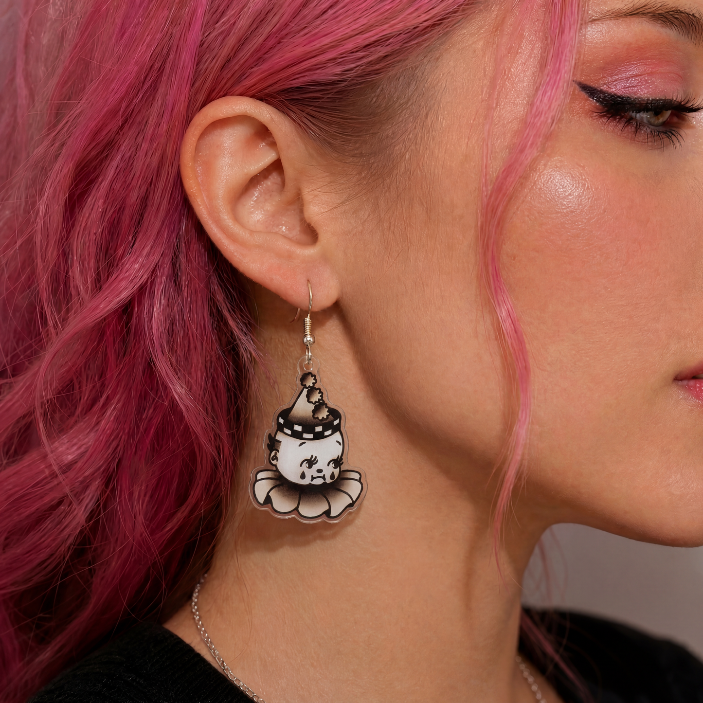 Happy Clown Sad Clown Mismatched Acrylic Earrings