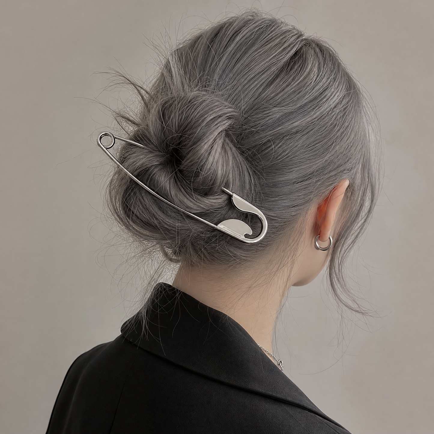 Giant Safety Pin Hair Clip | Punk Bun Pin | 5" Silver | Bag Charm or Keychain