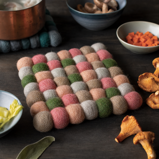 Nectar Recycled Wool Felt Dot Trivet | Sphere Hand-Felted Heat-Resistant Mat Hot Pad