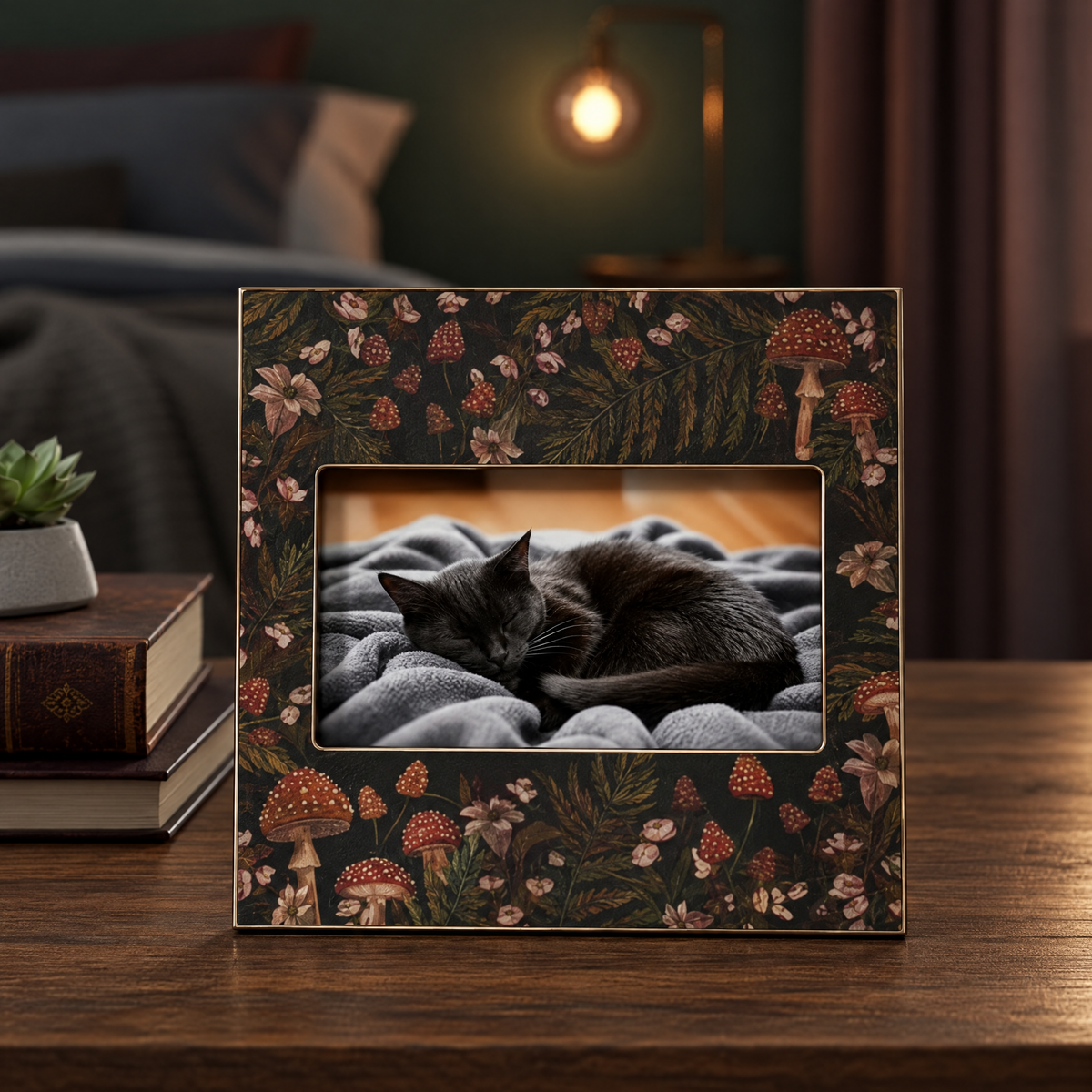 Dark Botanical Photo Frame | Moody Floral "Hidden Garden" Wood Picture Frame
