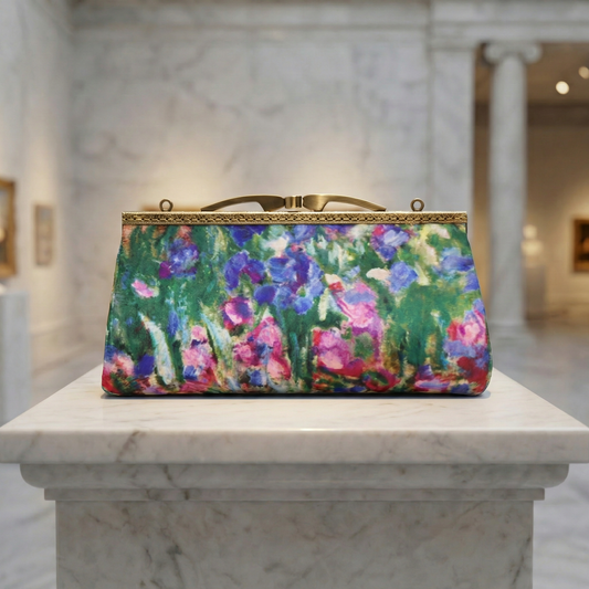 Artist-Inspired Eyeglasses Case – Monet Alice Gardens | Handmade Satin Glasses Holder with Kiss Clasp Frame