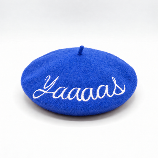 Yaaaas Embroidered Beret in Blue-Bewaltz-The Bullish Store