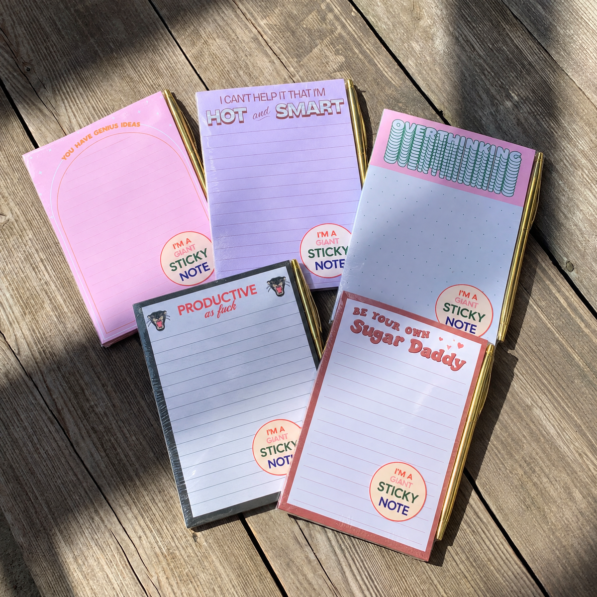Productive as Fuck Sticky Notepad with Gold Pen Gift Set | 4 x 6