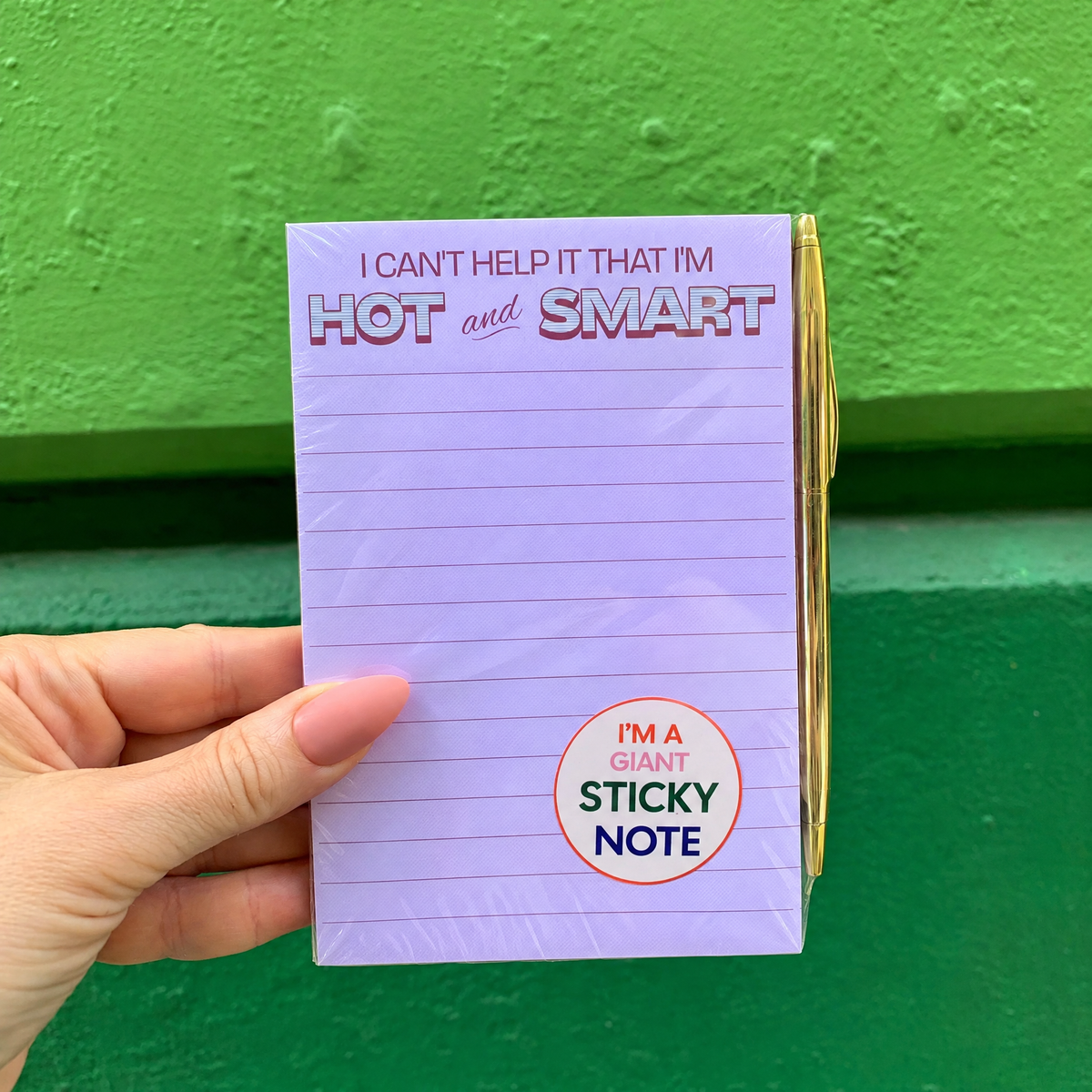 Hot and Smart Sticky Notepad with Gold Pen Gift Set | 4 x 6