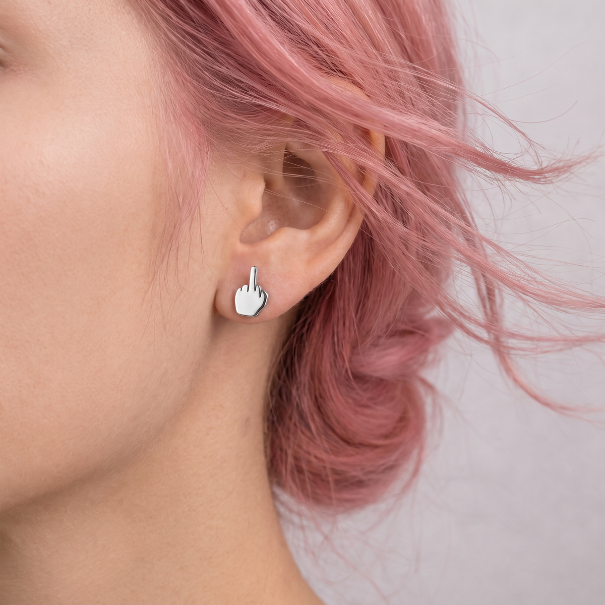 Middle Finger Stud Earrings in Gold or Silver-The Bullish Shop-The Bullish Store