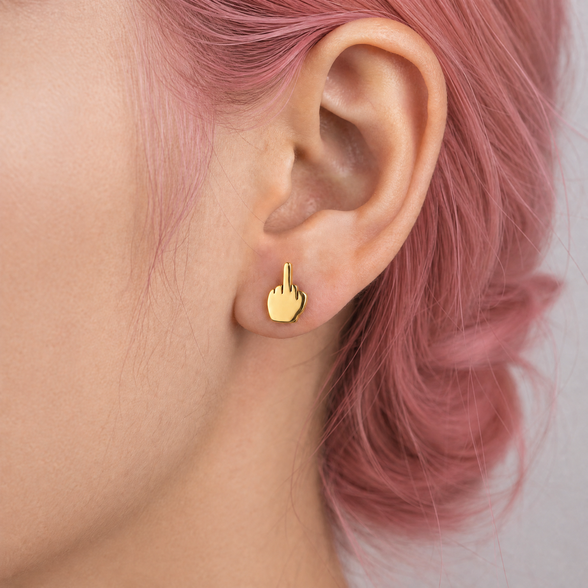 Middle Finger Stud Earrings in Gold or Silver-The Bullish Shop-The Bullish Store