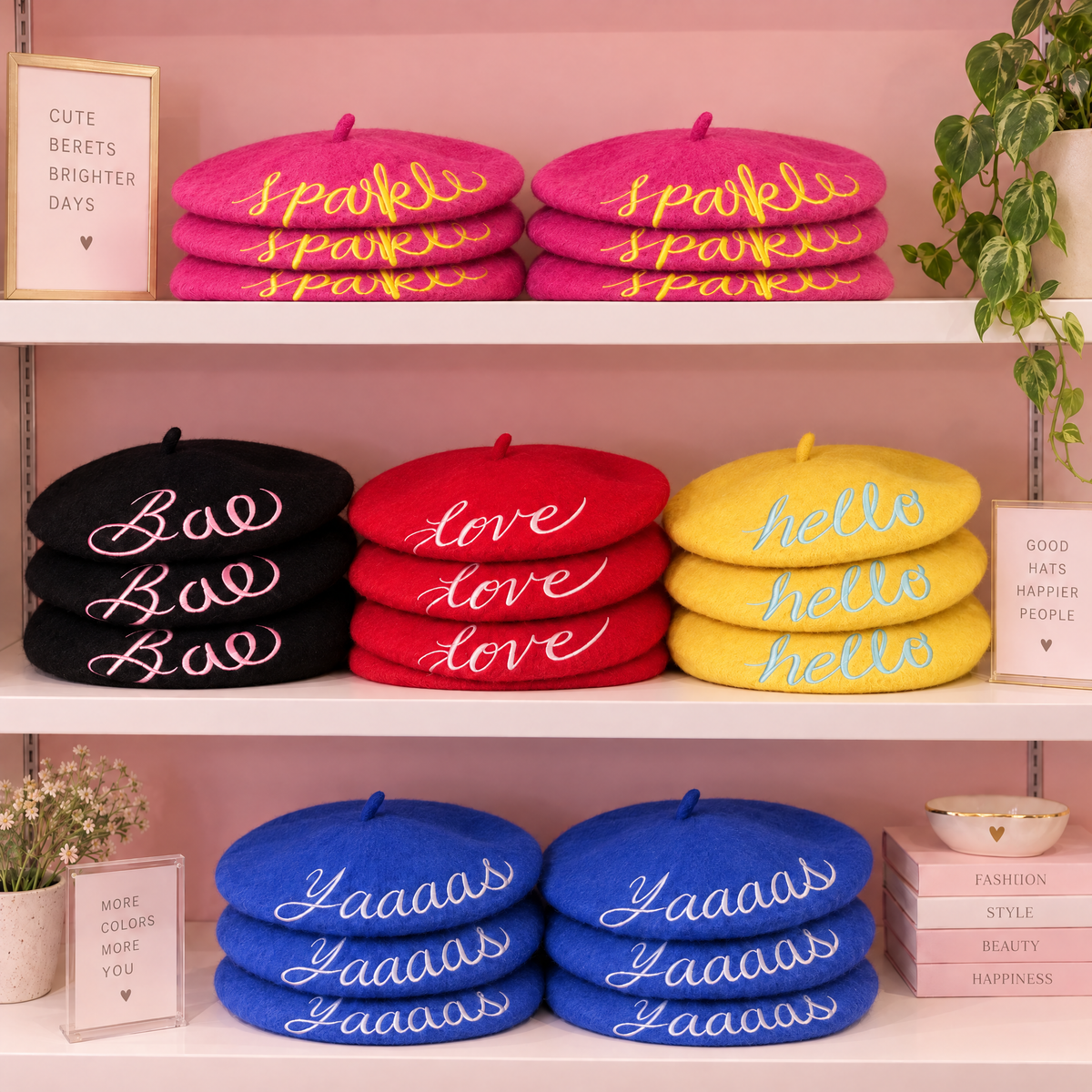 FLASH SALE: Embroidered Berets in 5 Fun Colors and Sayings | Wool and Nylon-Bewaltz-The Bullish Store