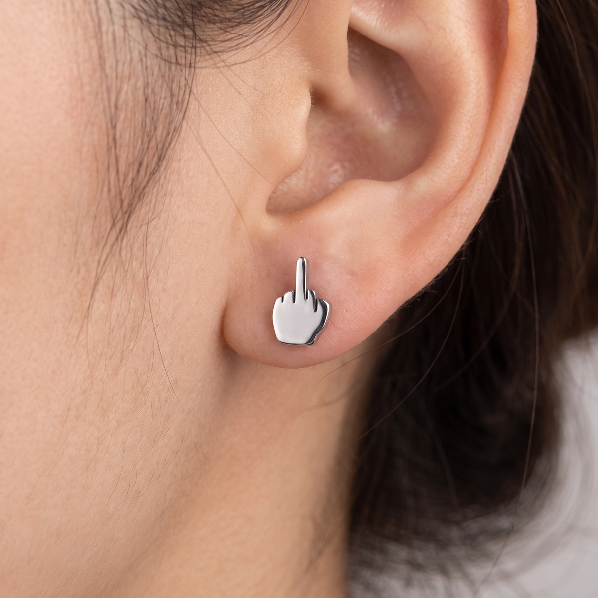 Middle Finger Stud Earrings in Gold or Silver-The Bullish Shop-The Bullish Store