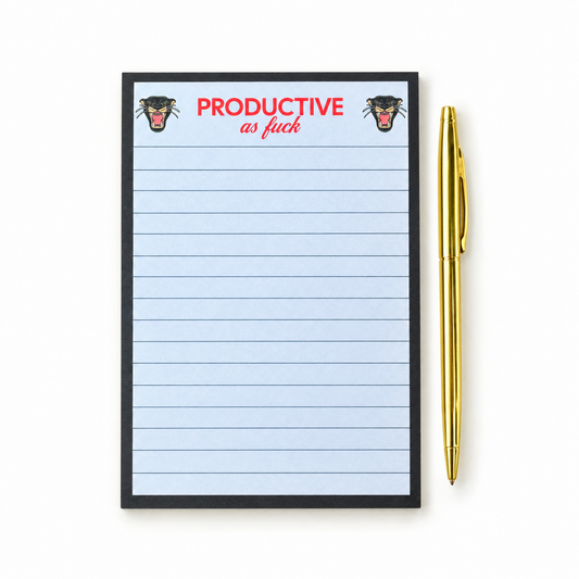 Productive as Fuck Sticky Notepad with Gold Pen Gift Set | 4 x 6