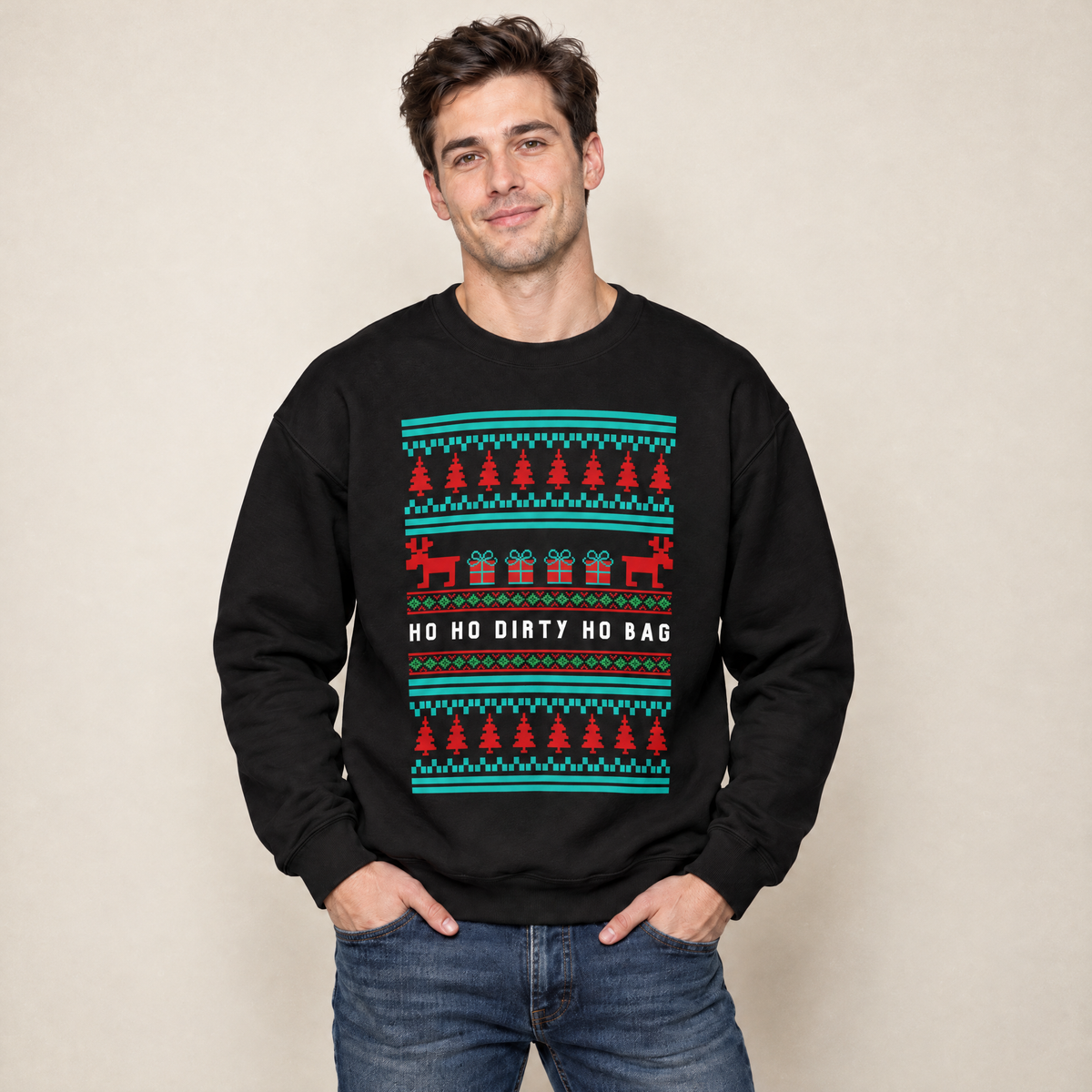 Ho Ho Dirty Ho Bag "Ugly Christmas Sweater" Unisex Heavy Blend™ Crewneck Sweatshirt (Sizes S-5X)