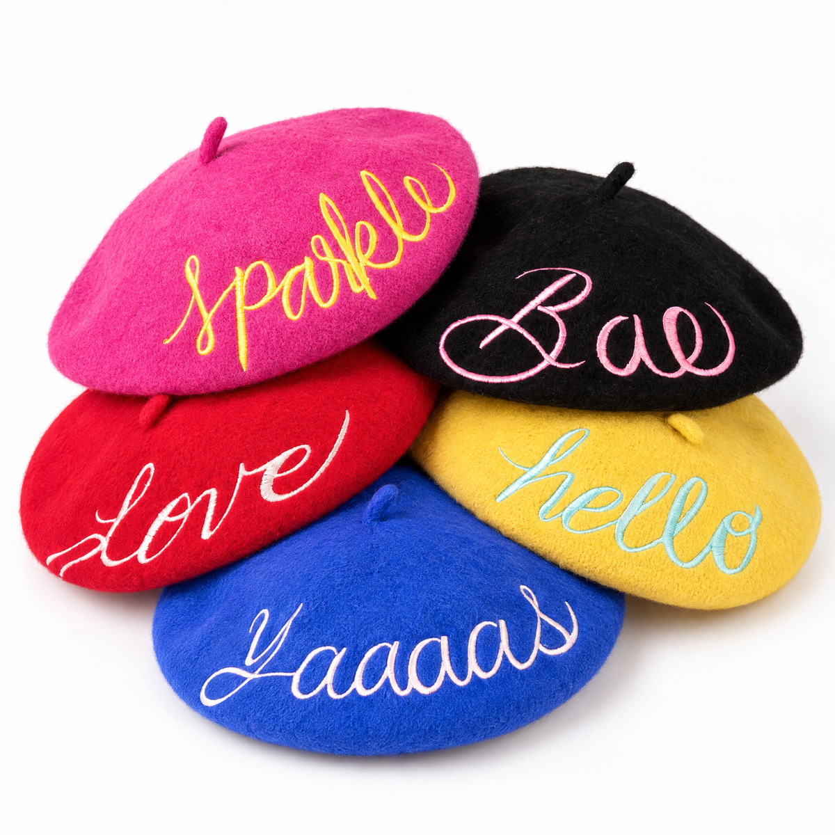 FLASH SALE: Embroidered Berets in 5 Fun Colors and Sayings | Wool and Nylon-Bewaltz-The Bullish Store