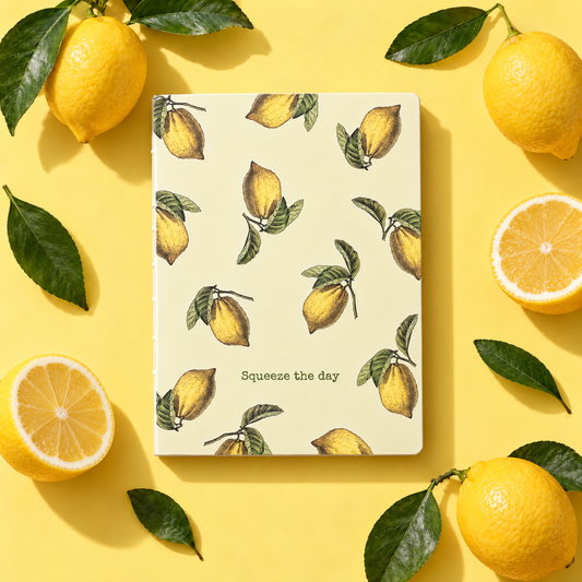 Squeeze The Day Journal | Lemon Designs Double-sided 160 Lined Pages Notebook