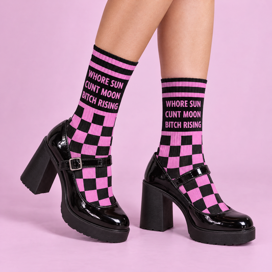 Whore Sun, Cunt Moon, Bitch Rising Crew Socks
