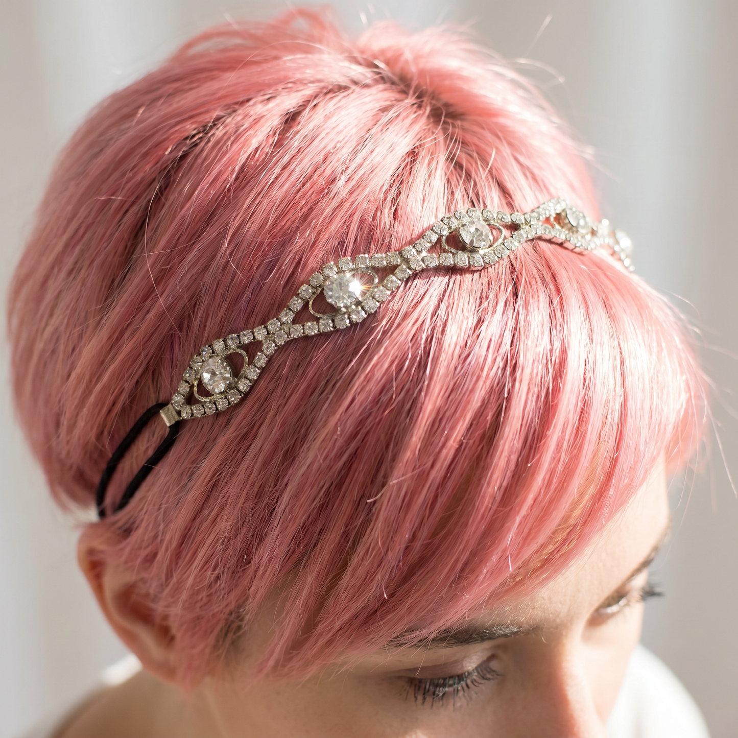 The Eyes Are Diamonds Stretch Headband Tiara | Rhinestone Bejeweled | One Size Fits Most