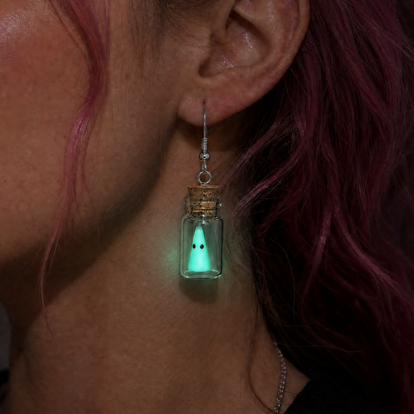Glow in the Dark Ghost in Bottle Earrings